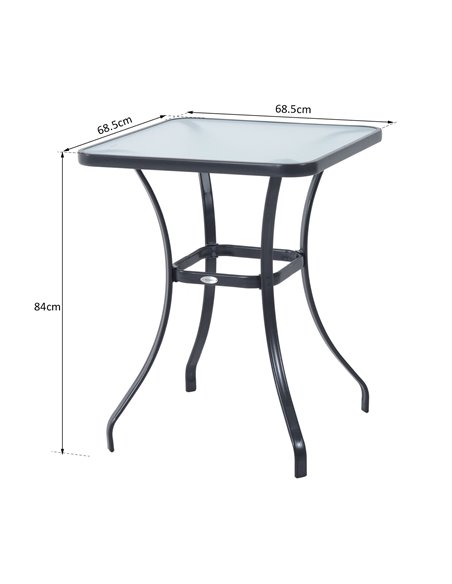 Outsunny Bar Table Bistro Square Glass Dining Kitchen Breakfast Pub Party Metal Garden Café Coffee Garden Table - pic 31021 | FastDaddyshop