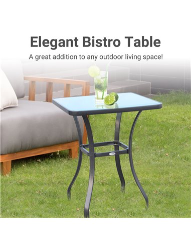 Outsunny Metal Coffee Garden Table with Glass Top 84B-035