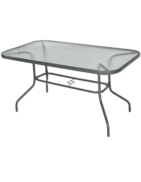 Outsunny Aquatex Glass Garden Table with Curved Metal Frame, Tempered Glass Top, Grey - pic 31037 | FastDaddyshop