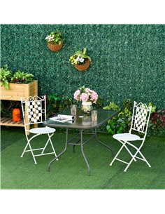Outsunny Aquatex Glass Garden Table with Curved Metal Frame, Tempered Glass Top, Grey 2