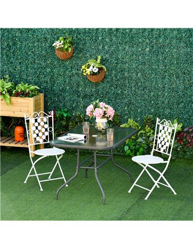 Outsunny Aquatex Glass Garden Table with Curved Metal Frame, Tempered Glass Top, Grey
