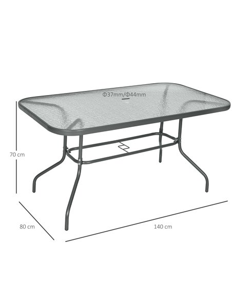 Outsunny Aquatex Glass Garden Table with Curved Metal Frame, Tempered Glass Top, Grey - pic 31039 | FastDaddyshop