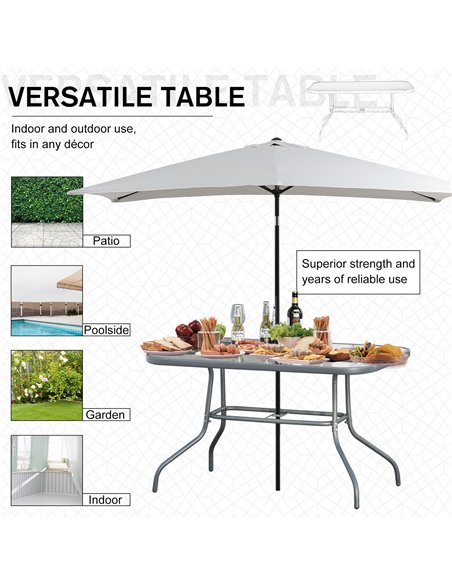 Outsunny Aquatex Glass Garden Table with Curved Metal Frame, Grey 84B-376 - pic 31040 | FastDaddyshop