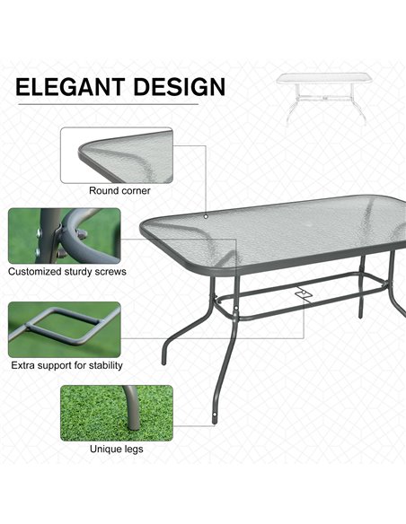 Outsunny Aquatex Glass Garden Table with Curved Metal Frame, Grey 84B-376 - pic 31041 | FastDaddyshop