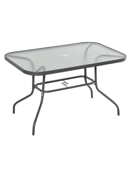 Outsunny Glass Top Garden Table with Curved Metal Frame, Grey - pic 31046 | FastDaddyshop