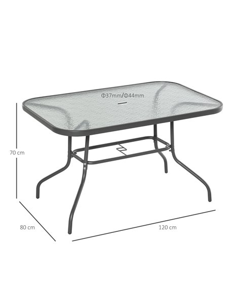 Outsunny Glass Top Garden Table with Curved Metal Frame, Grey - pic 31048 | FastDaddyshop