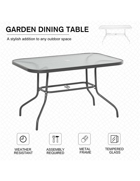 Outsunny Glass Top Garden Table with Curved Metal Frame, Grey 84B-376V01 - pic 31049 | FastDaddyshop