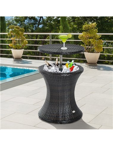 Outsunny Rattan Ice Bucket Table Beer Cooler For Outdoor Patio Party Bar Garden  Brown