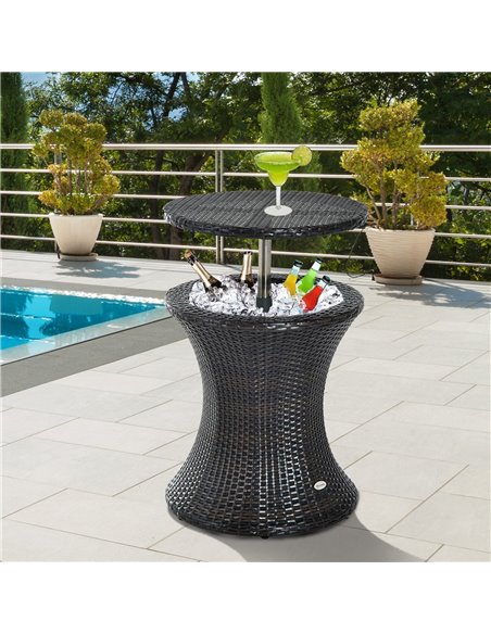 Outsunny Rattan Ice Bucket Table Beer Cooler For Outdoor Patio Party Bar Garden  Brown - pic 31146 | FastDaddyshop