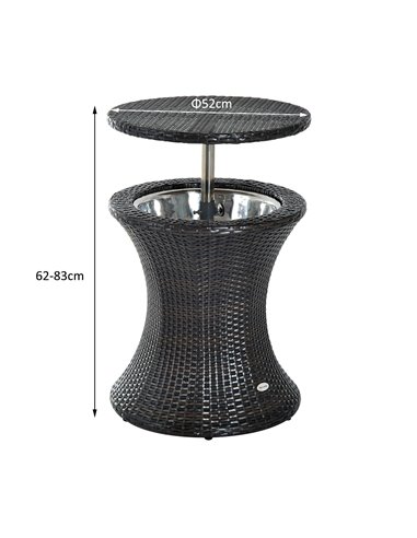 Outsunny Rattan Ice Bucket Table Beer Cooler For Outdoor Patio Party Bar Garden  Brown