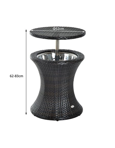 Outsunny Rattan Ice Bucket Table Beer Cooler For Outdoor Patio Party Bar Garden  Brown - pic 31147 | FastDaddyshop