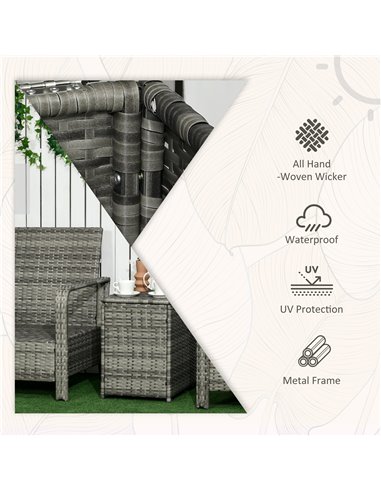 Outsunny 3 pcs PE Rattan Wicker Garden Furniture Set, Orange Cushions 860-111V71OG