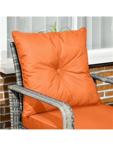 Outsunny 3 pcs PE Rattan Wicker Garden Furniture Set with Storage Table and Chairs, Orange Cushions, Grey Wicker