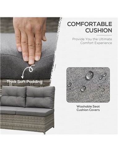 Outsunny 6 Pieces Outdoor PE Rattan Garden Furniture Set, Grey 860-283V70MB