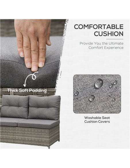 Outsunny 6 Pieces Outdoor PE Rattan Garden Furniture Set, Grey 860-283V70MB - pic 31194 | FastDaddyshop