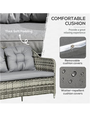 Outsunny 4 Pieces Outdoor PE Rattan Garden Furniture Set, Grey 860-297V70GY