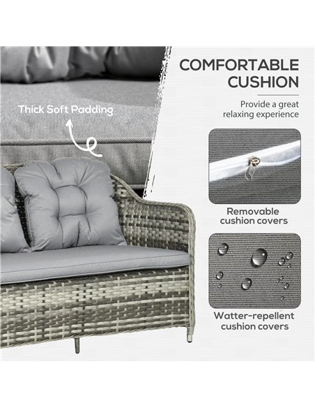 Outsunny 4 Pieces Outdoor PE Rattan Garden Furniture Set, Grey 860-297V70GY - pic 31203 | FastDaddyshop