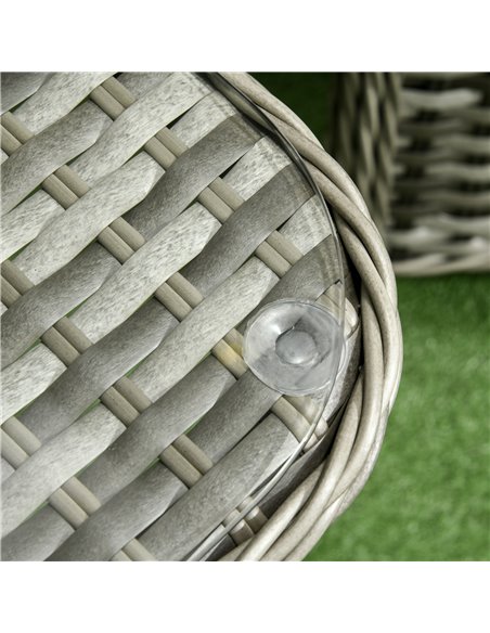Outsunny 4 Pieces Outdoor PE Rattan Garden Furniture Set with Woven Conversation Sofa, Tempered Glass Top Table, Grey - pic 31205 | FastDaddyshop