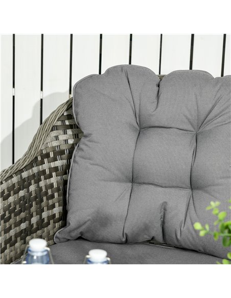 Outsunny 4 Pieces Outdoor PE Rattan Garden Furniture Set with Woven Conversation Sofa, Tempered Glass Top Table, Grey - pic 31207 | FastDaddyshop