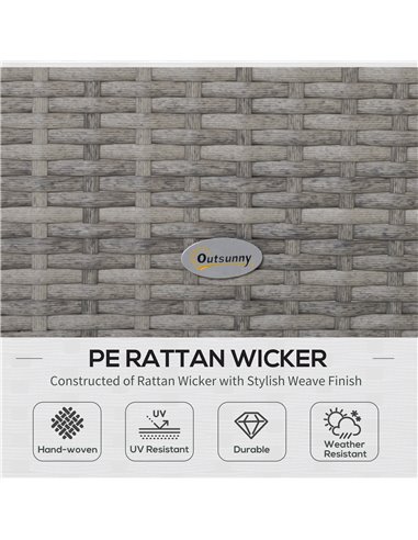 Outsunny 4-Seater PE Rattan Sofa Set with Coffee Table, Grey 860-131V70