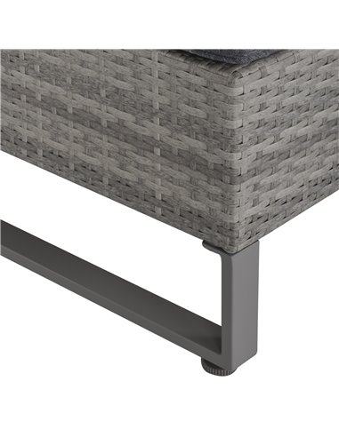 Outsunny 4-Seater PE Rattan Sofa Set with Coffee Table, Side Storage Box, Cushion, Grey