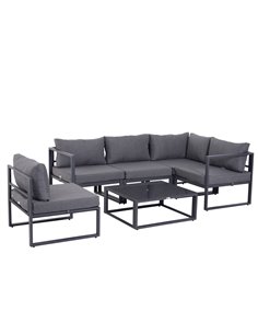 Outsunny 6Pcs Outdoor Sectional Sofa Set with Aluminum Frame, Cushions, Grey