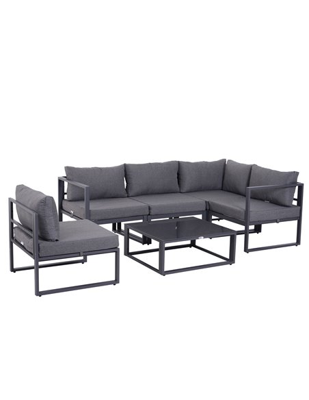 Outsunny 6Pcs Outdoor Sectional Sofa Set with Aluminum Frame, Cushions, Grey - pic 31253 | FastDaddyshop