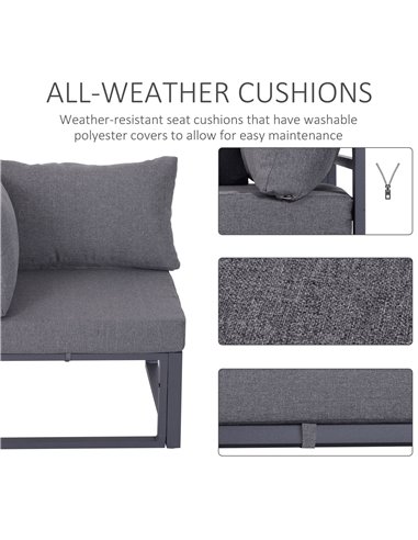 Outsunny 6Pcs Outdoor Sectional Sofa Set with Aluminum Frame, Grey 860-053