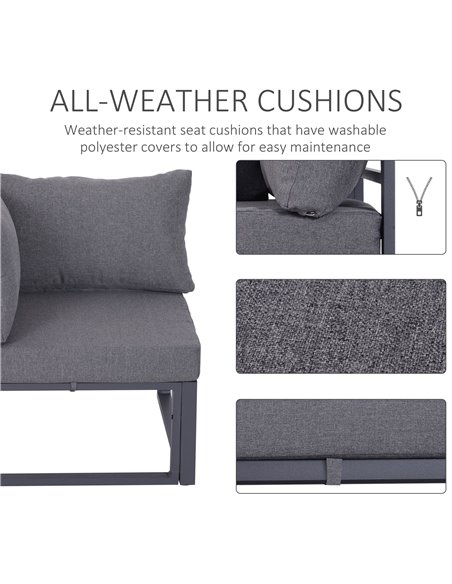 Outsunny 6Pcs Outdoor Sectional Sofa Set with Aluminum Frame, Grey 860-053 - pic 31256 | FastDaddyshop