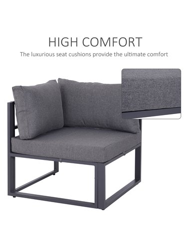 Outsunny 6Pcs Outdoor Sectional Sofa Set with Aluminum Frame, Grey 860-053