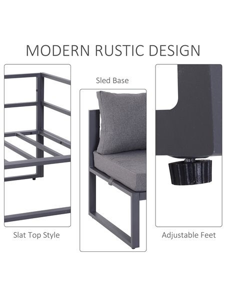 Outsunny 6Pcs Outdoor Sectional Sofa Set Conversation Aluminum Frame w/ Cushion - pic 31259 | FastDaddyshop
