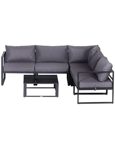 Outsunny 6Pcs Outdoor Sectional Sofa Set Conversation Aluminum Frame w/ Cushion