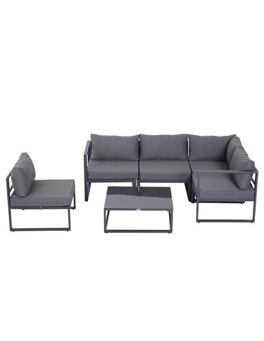 Outsunny 6Pcs Outdoor Sectional Sofa Set Conversation Aluminum Frame w/ Cushion