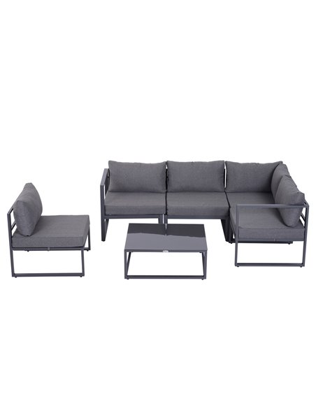 Outsunny 6Pcs Outdoor Sectional Sofa Set Conversation Aluminum Frame w/ Cushion - pic 31261 | FastDaddyshop