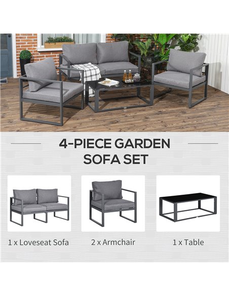 Outsunny 4 Pieces Garden Sofa Set with Side Table, Grey 84B-353V71CG - pic 31265 | FastDaddyshop