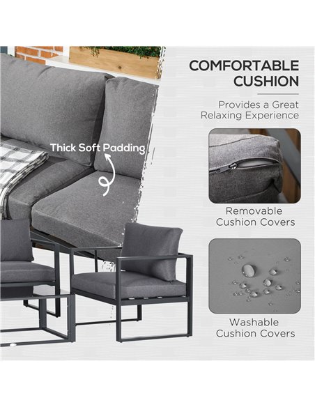 Outsunny 4 Pieces Garden Sofa Set with Side Table, Grey 84B-353V71CG - pic 31266 | FastDaddyshop