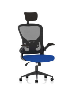 Ace Executive Bespoke Fabric Seat Stevia Blue Mesh Chair With Folding Arms KCUP2005