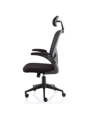 Ace Executive Bespoke Fabric Seat Stevia Blue Mesh Chair With Folding Arms KCUP2005