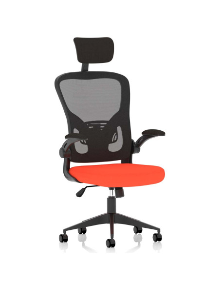 Ace Executive Bespoke Fabric Seat Tabasco Orange Mesh Chair With Folding Arms KCUP2006 - pic 31404 | FastDaddyshop
