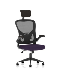 Ace Executive Bespoke Fabric Seat Tansy Purple Mesh Chair With Folding Arms KCUP2007