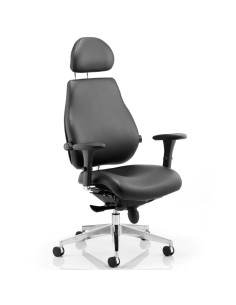Chiro Plus Ultimate Office Chair Black Leather With Arms, Headrest PO000013