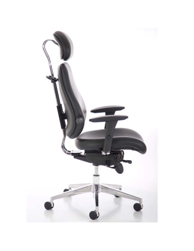 Chiro Plus Ultimate Office Chair Black Leather With Arms, Headrest PO000013