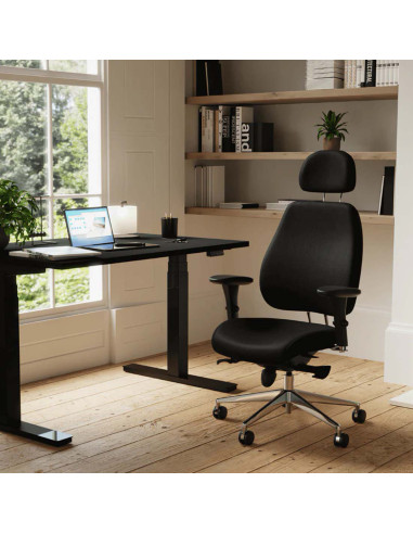 Chiro Plus Ultimate Office Chair Black Leather With Arms, Headrest PO000013