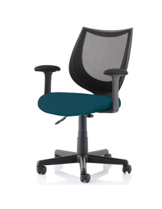 Camden Black Mesh Office Chair in Bespoke Seat Maringa Teal KCUP1522