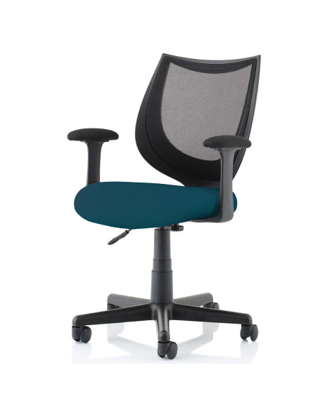 Camden Black Mesh Office Chair in Bespoke Seat Maringa Teal KCUP1522 - pic 32423 | FastDaddyshop