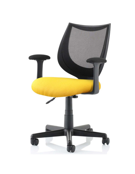 Camden Black Mesh Office Chair in Bespoke Seat Senna Yellow KCUP1523 - pic 32433 | FastDaddyshop