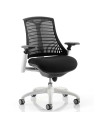 Flex Task Operator Office Chair Black Fabric Seat, Black Back With Arms KC0055