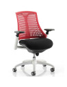 Flex Task Operator Office Chair Black Fabric Seat, Red Back With Arms KC0057