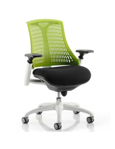 Flex Task Operator Office Chair Black Fabric Seat, Green Back With Arms KC0058
