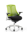 Flex Task Operator Office Chair Black Fabric Seat, Green Back With Arms KC0058